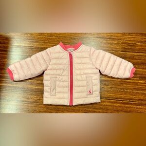 Joules pink puffer coat size 0-3 months EUC
